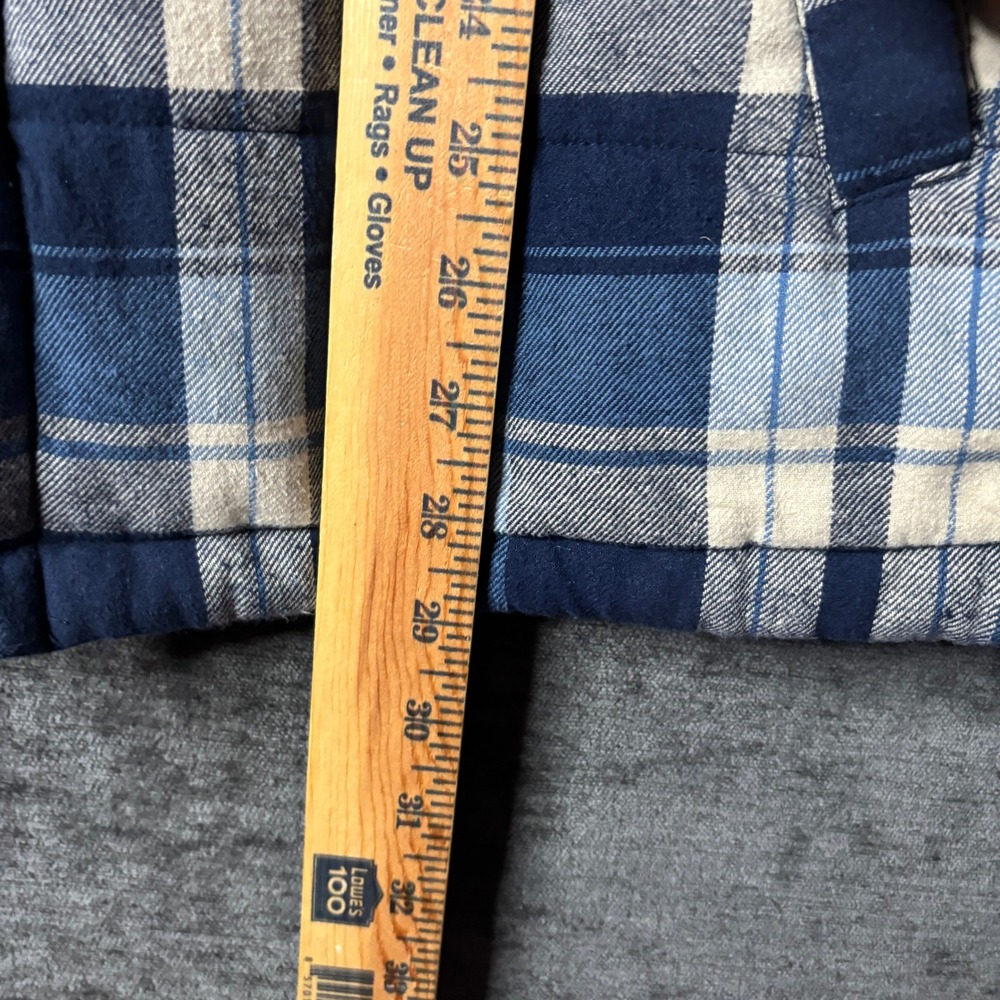 Levis Mens Blue Plaid Quilted Hooded Flannel Shirt Jacket Insulated Size Medium - Picture 10 of 12